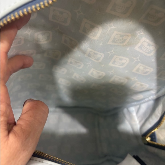 Loungefly White and Blue Backpack with Mickey Mouse and Disney World Design - Picture 16 of 17